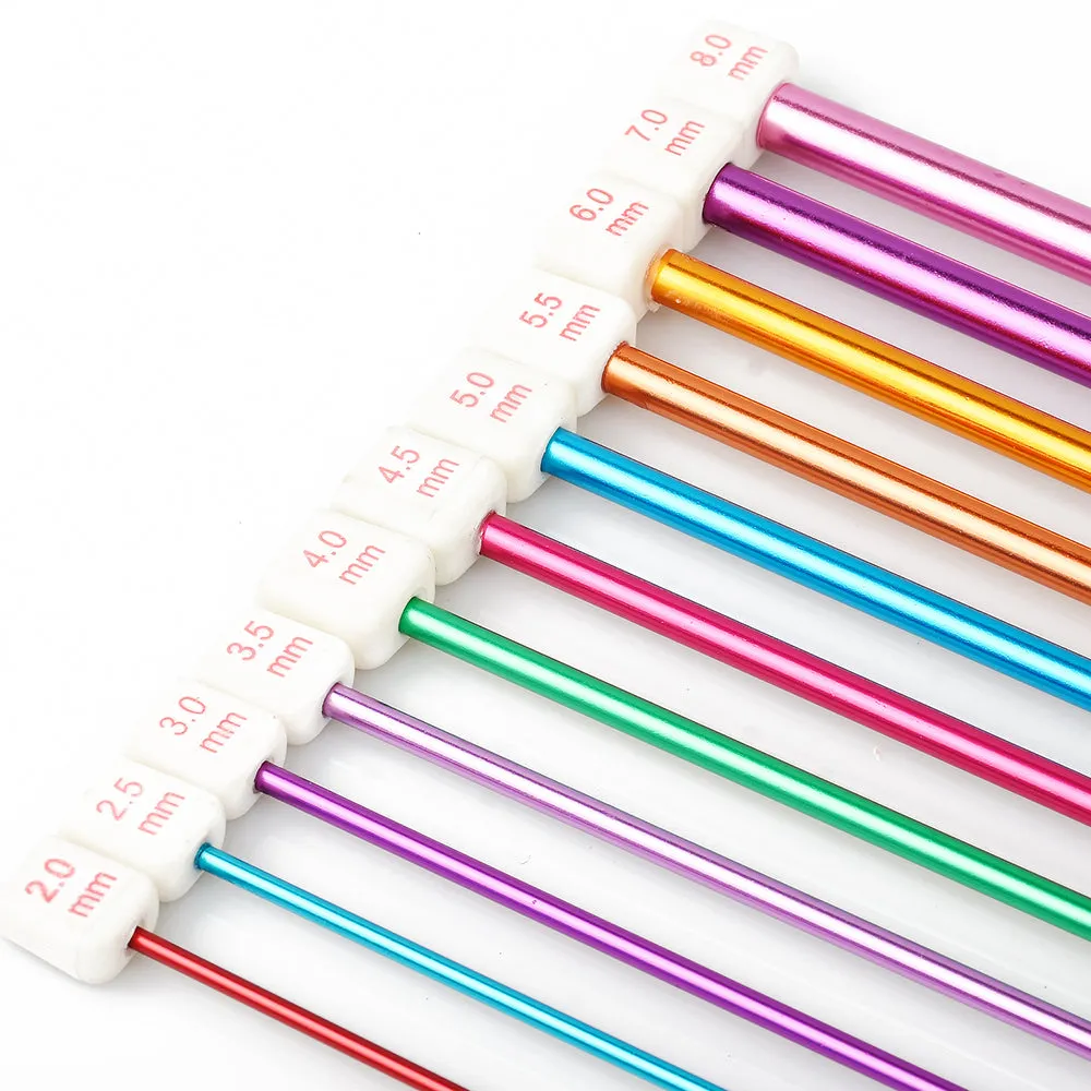 27cm Multicolour Aluminum Tunisian/Afghan Crochet Hooks Needles Set Yarn Knitted Accessories 11size/set 10316850