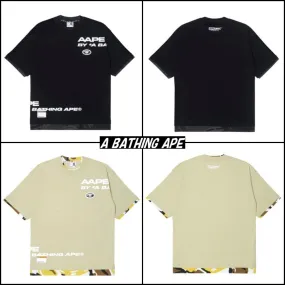 A BATHING APE  |Crew Neck Pullovers Camouflage Plain Cotton Short Sleeves