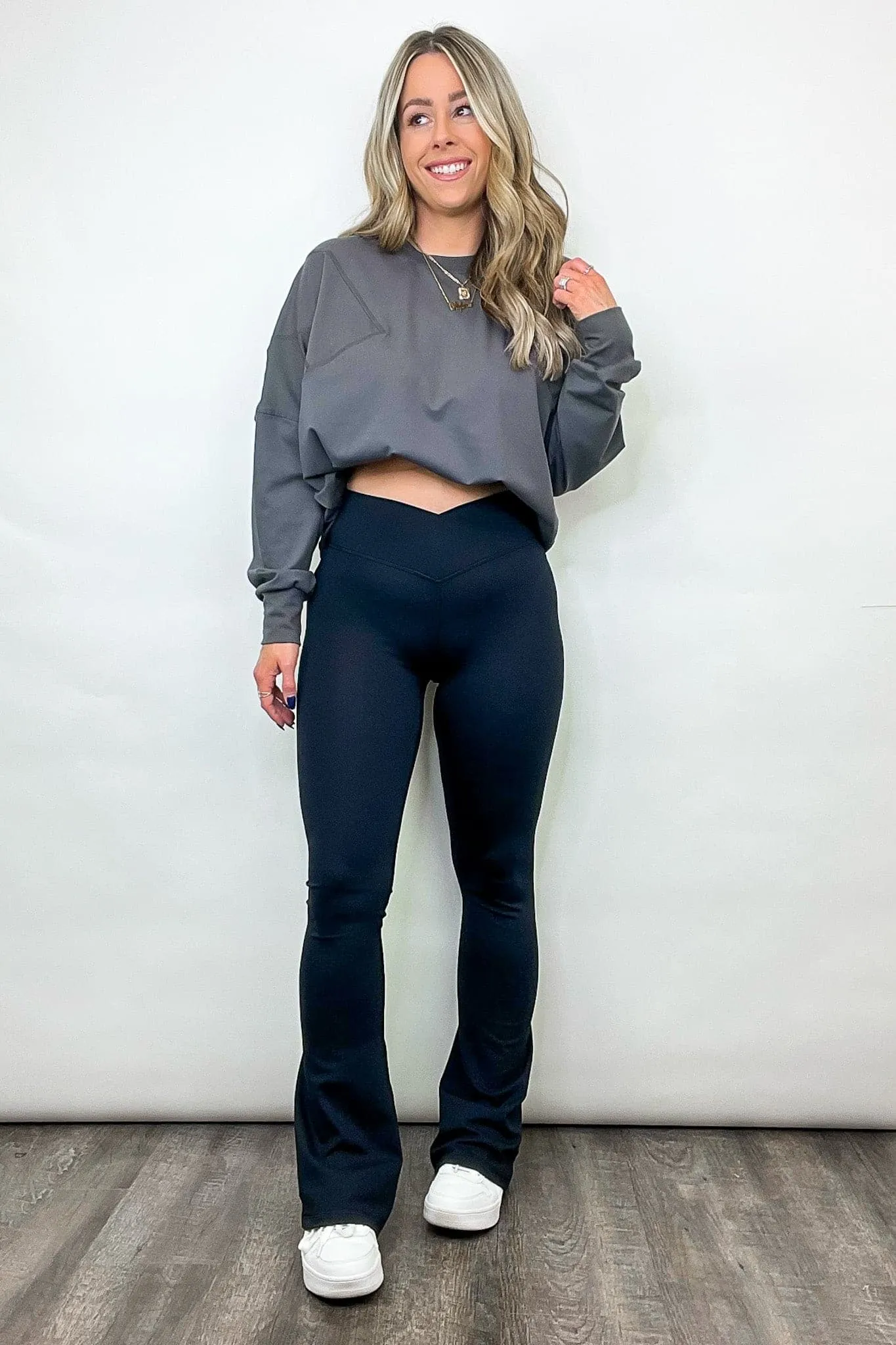 Alynia Crossover High Waist Flare Leggings - BACK IN STOCK