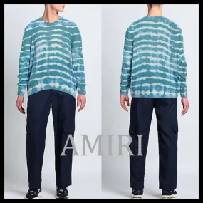 AMIRI  |Crew Neck Pullovers Stripes Unisex Cashmere Street Style