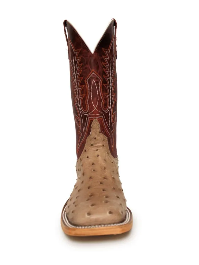 Anderson Bean Mens Fire Red Mink Full Quill Ostrich Boots