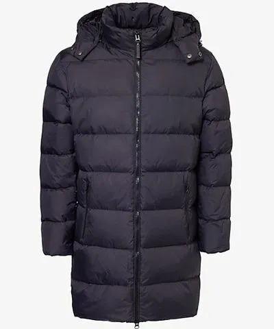 Arne Mens Black Mid-length detachable-hood shell-down jacket