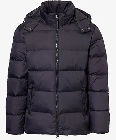 Arne Mens Black Short detachable-hood shell-down jacket