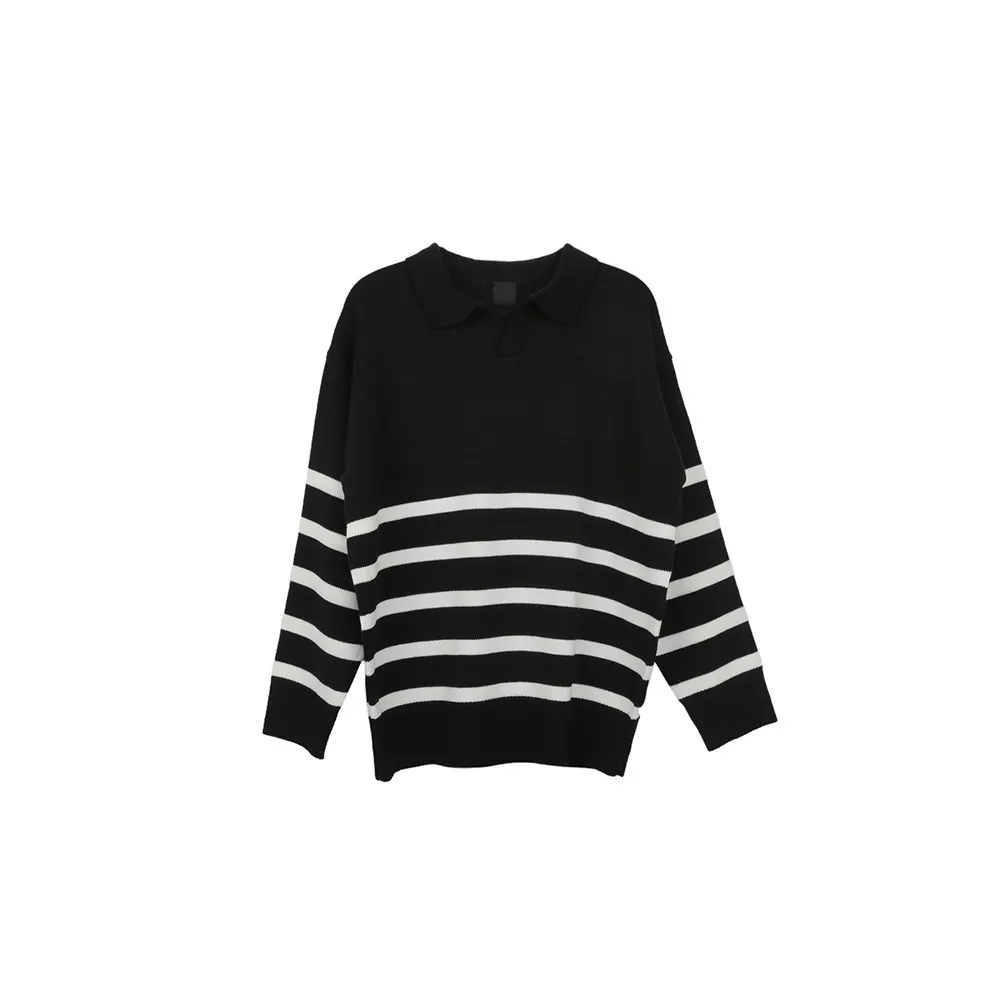 ASCLO  |Pullovers Stripes Unisex Street Style Long Sleeves Oversized