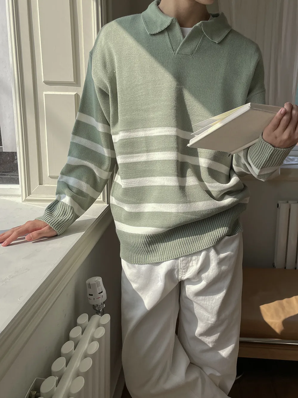 ASCLO  |Pullovers Stripes Unisex Street Style Long Sleeves Oversized