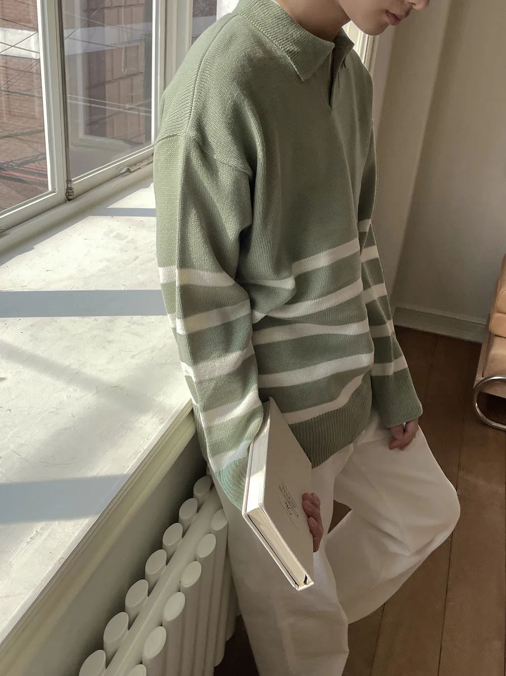 ASCLO  |Pullovers Stripes Unisex Street Style Long Sleeves Oversized