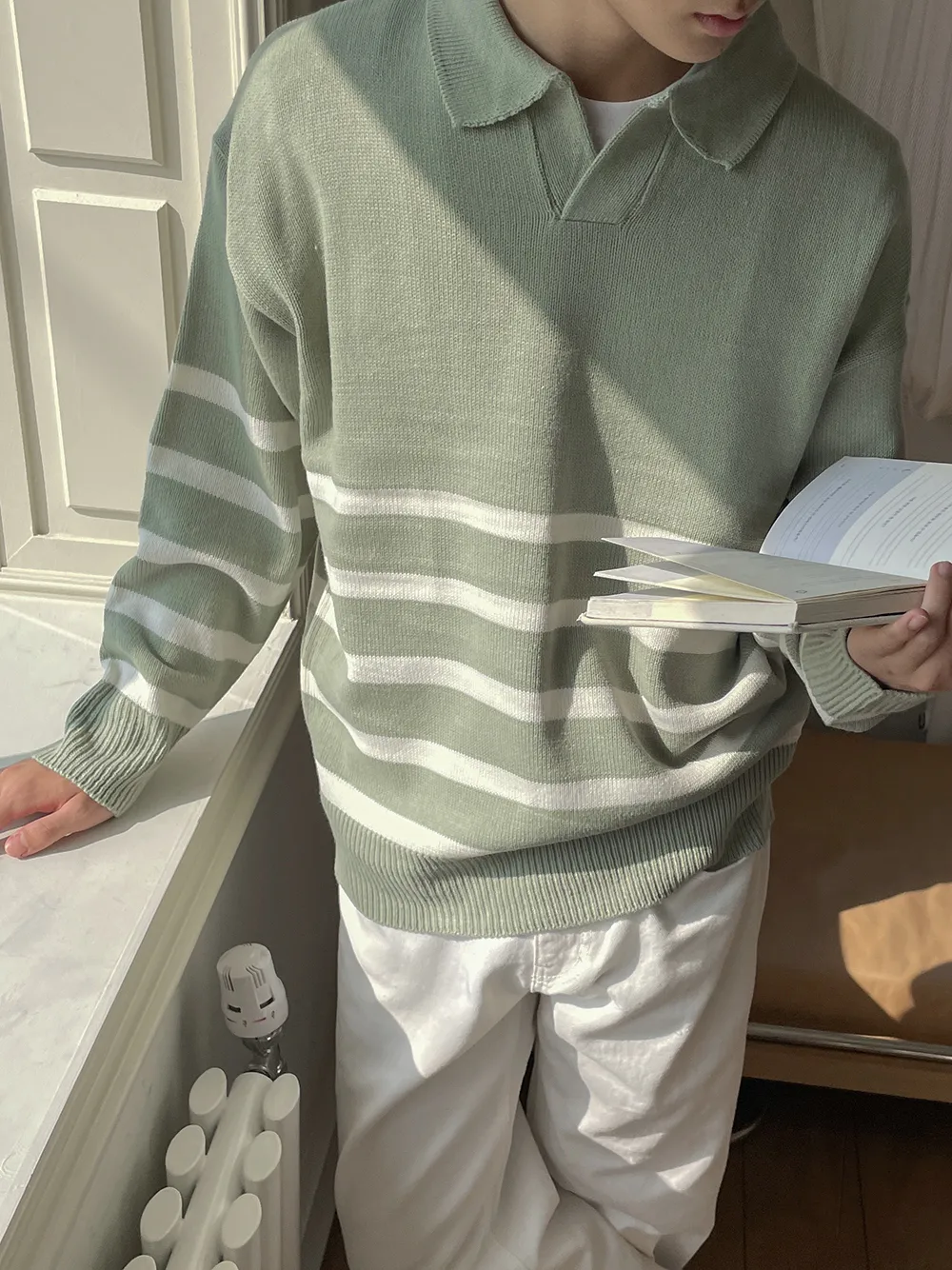 ASCLO  |Pullovers Stripes Unisex Street Style Long Sleeves Oversized