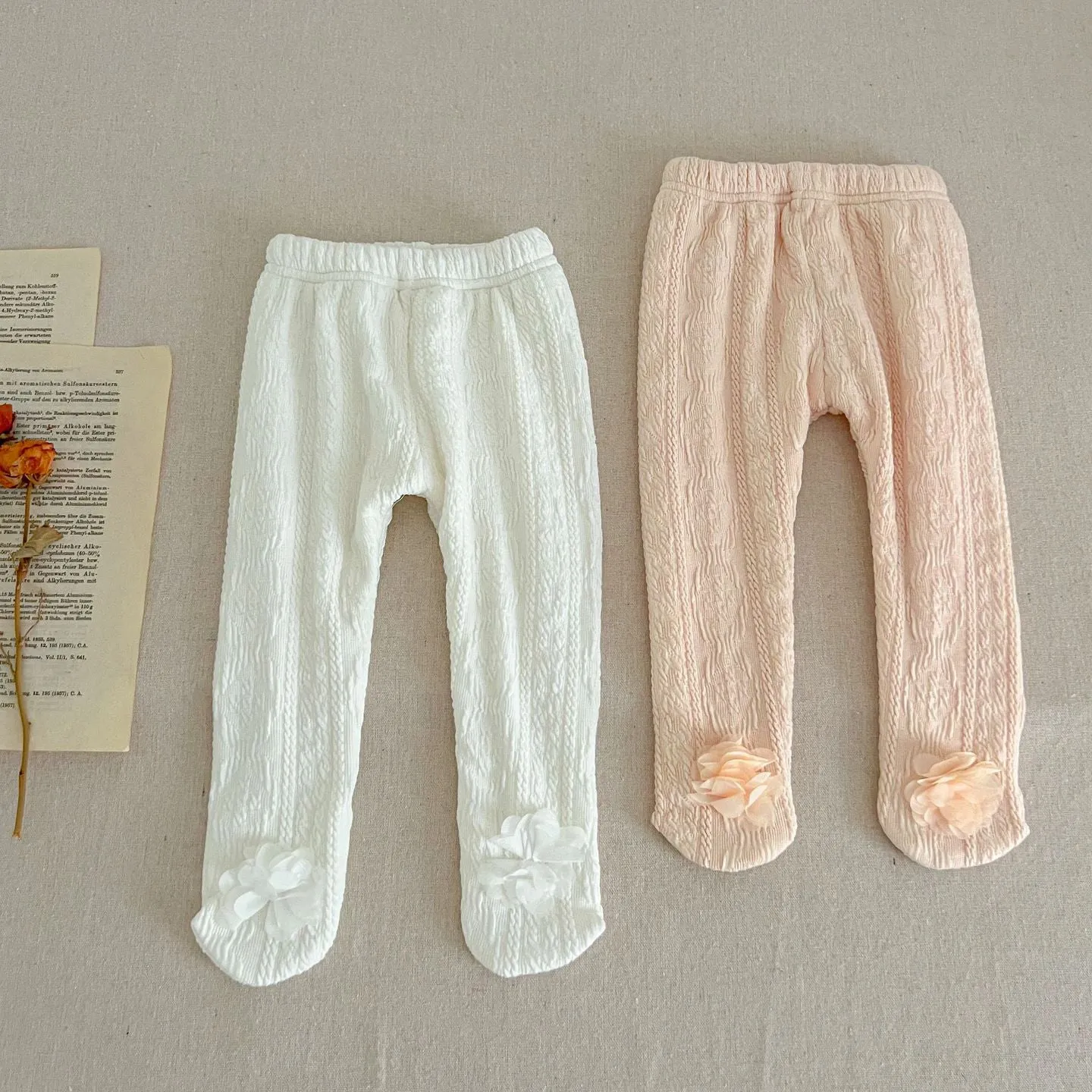 Baby Kid Girls Solid Color Flower Leggings Wholesale 231130226