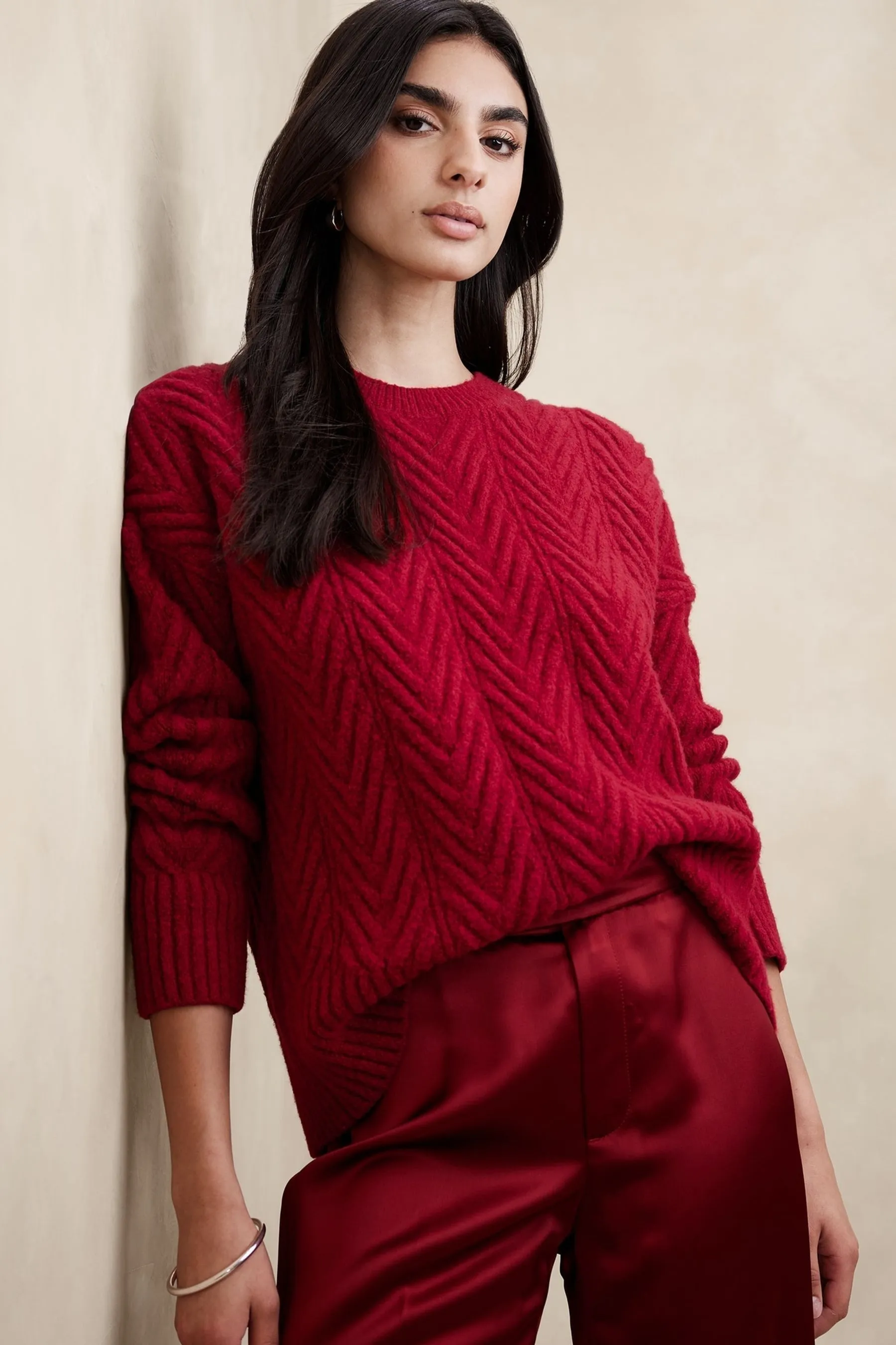 Banana Republic Red Nadia Cable Jumper