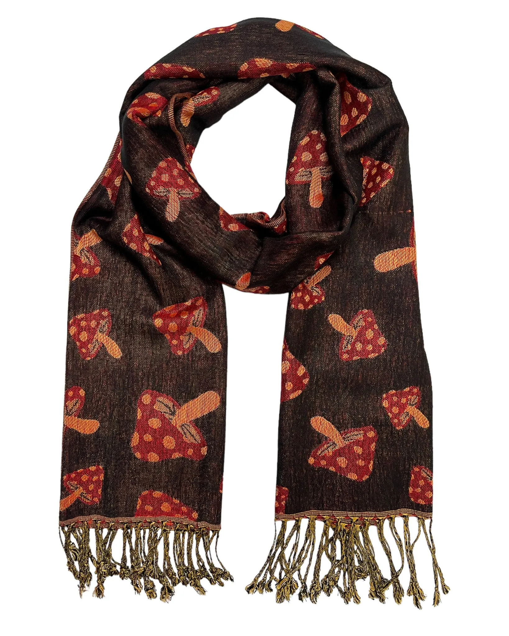 Black & Orange Reversible Mushroom Rave Pashmina