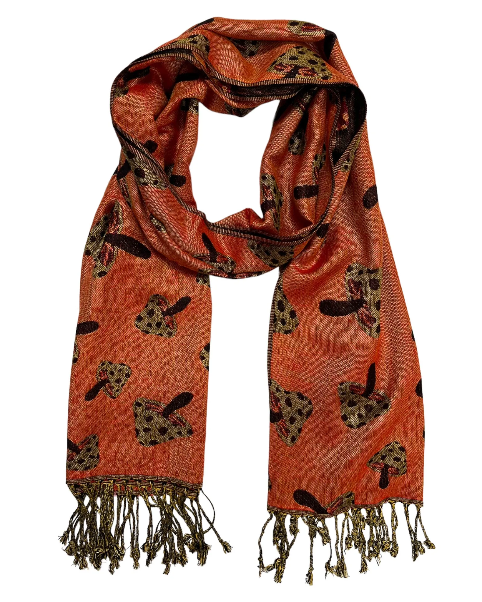 Black & Orange Reversible Mushroom Rave Pashmina