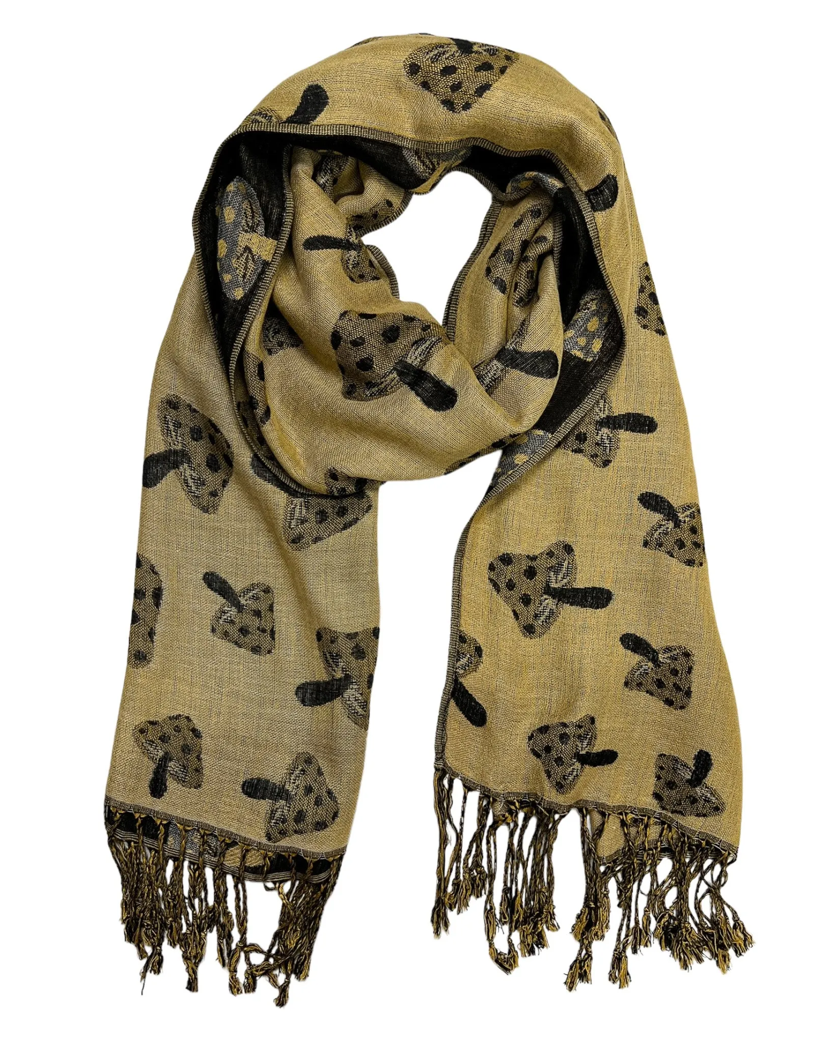 Black & Tan Reversible Mushroom Rave Pashmina