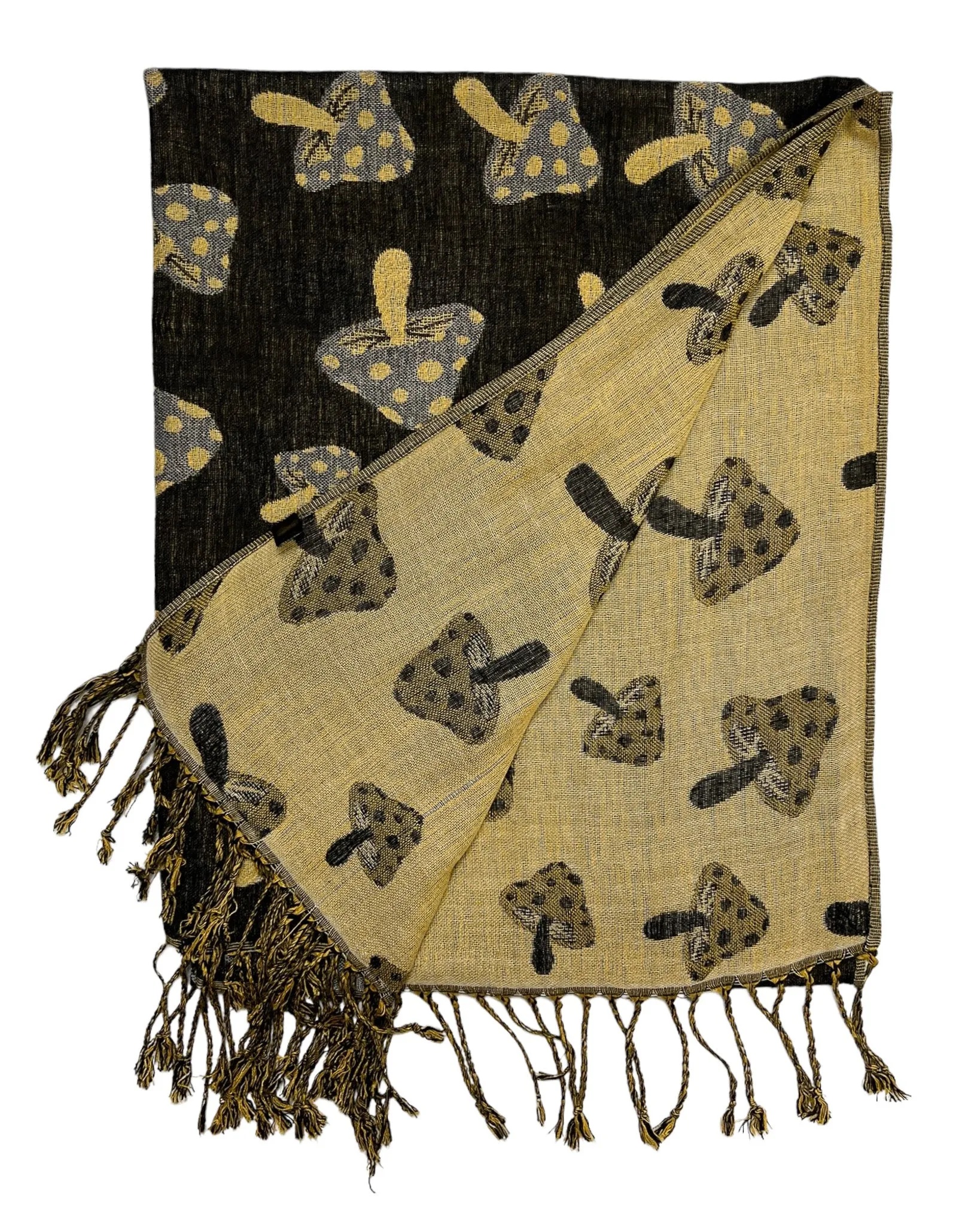 Black & Tan Reversible Mushroom Rave Pashmina