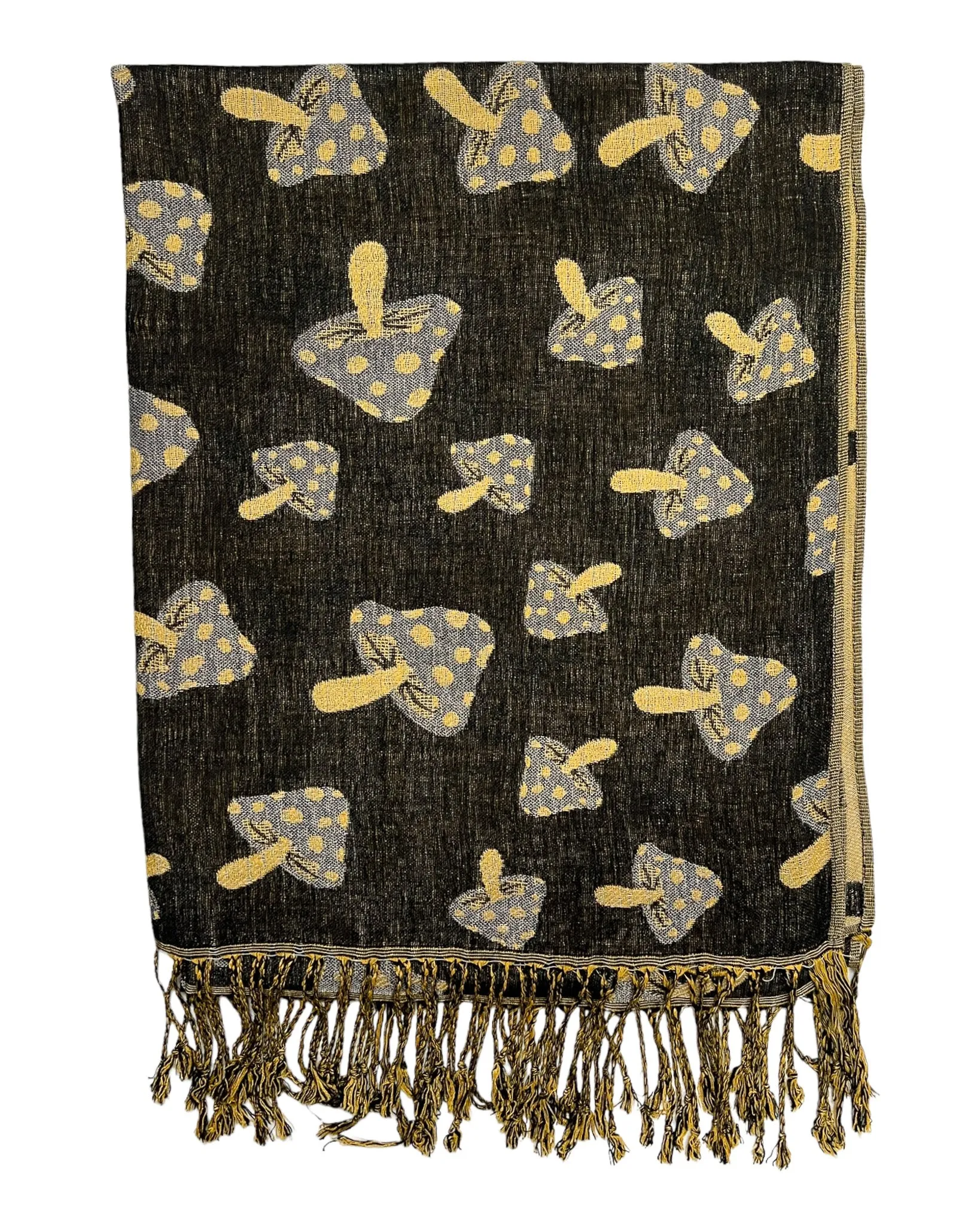 Black & Tan Reversible Mushroom Rave Pashmina