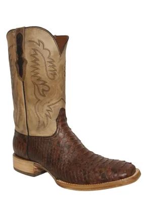 Black Jack Mens Brown Python Wide Square Toe Cowboy Boots