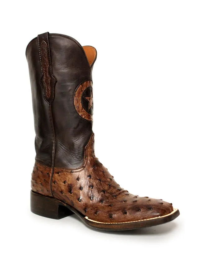 Black Jack Mens Tobacco Bruciato Full Quill Ostrich Cowboy Boots