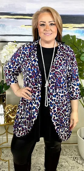 Blue and White Leopard Cardigan