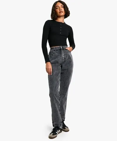 boohoo Womens Tall Basics High Waisted Mom Jeans