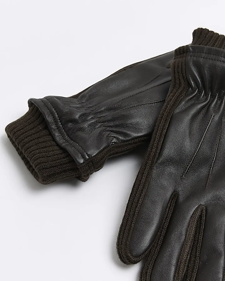 Brown leather gloves