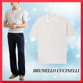 BRUNELLO CUCINELLI  |Pullovers Street Style Plain Cotton Short Sleeves Bridal