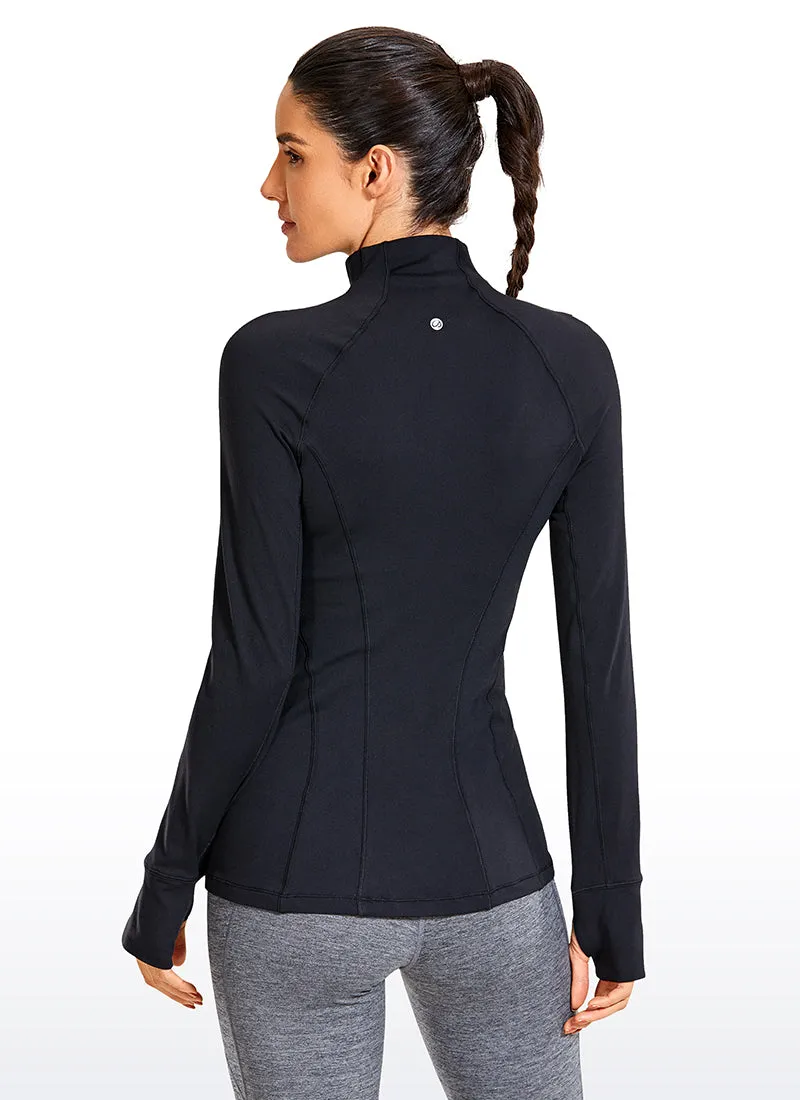 Brushed Quarter-Zip Long Sleeve with Thumb Holes