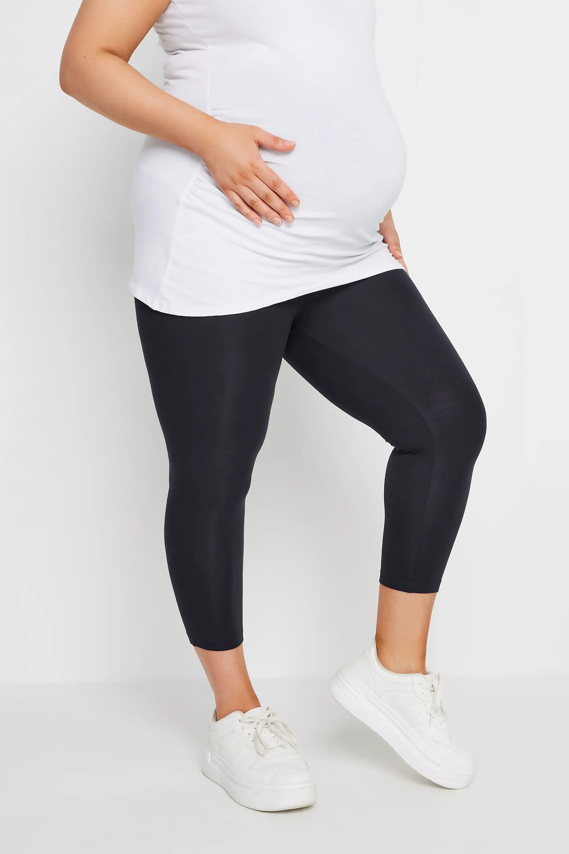 BUMP IT UP MATERNITY Curve Black Stretch Cropped Leggings