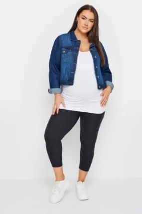 BUMP IT UP MATERNITY Curve Black Stretch Cropped Leggings