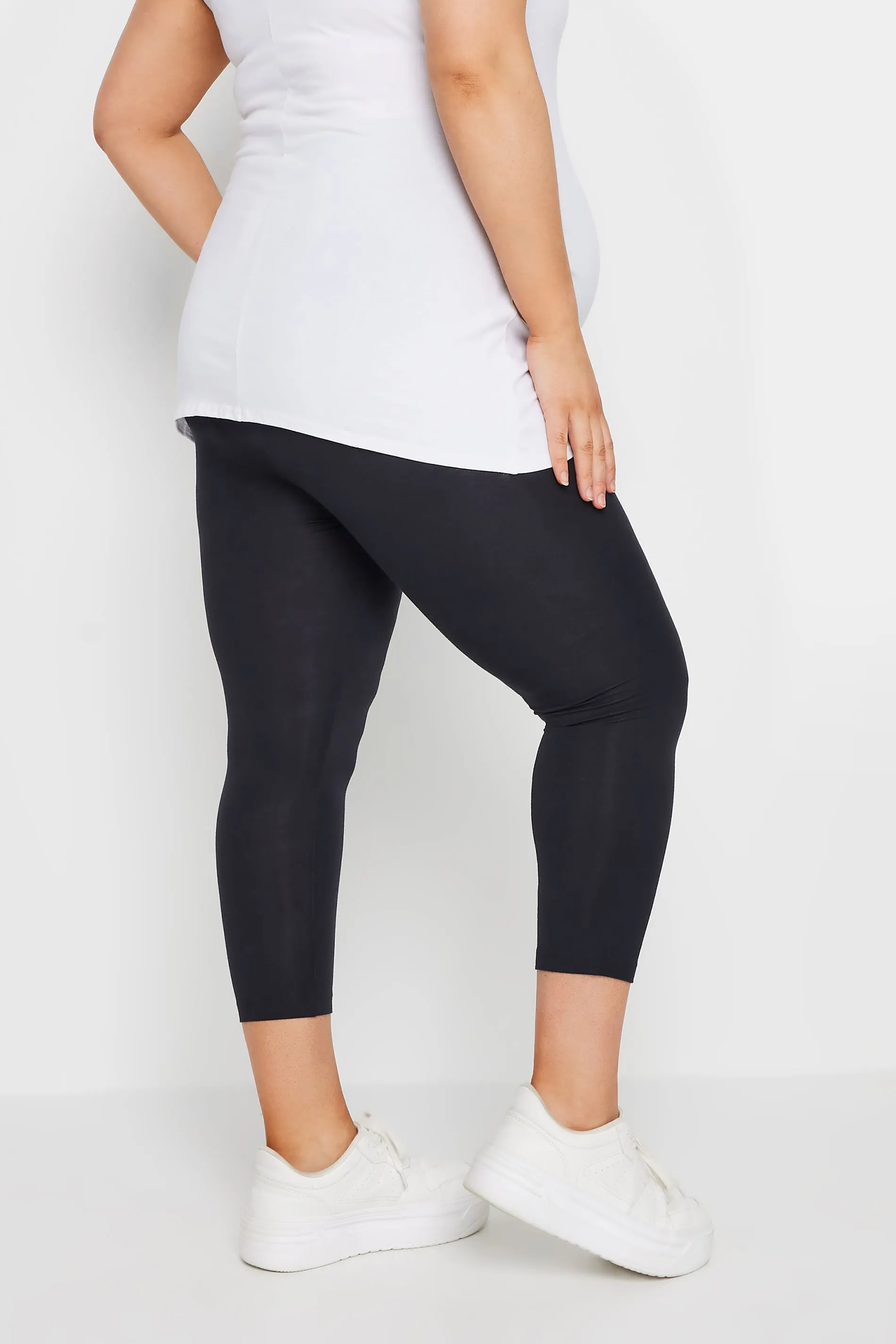 BUMP IT UP MATERNITY Curve Black Stretch Cropped Leggings