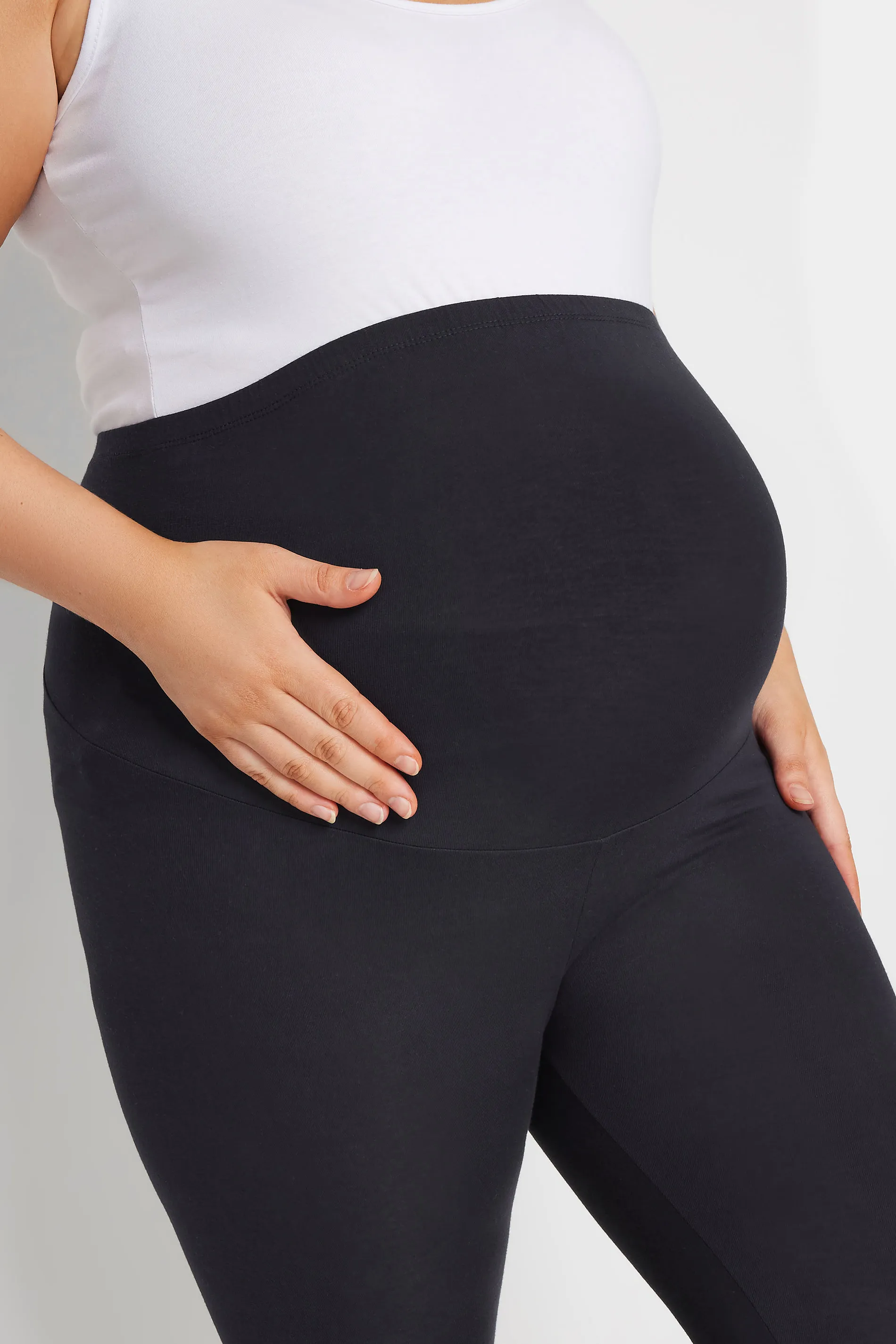 BUMP IT UP MATERNITY Curve Black Stretch Cropped Leggings