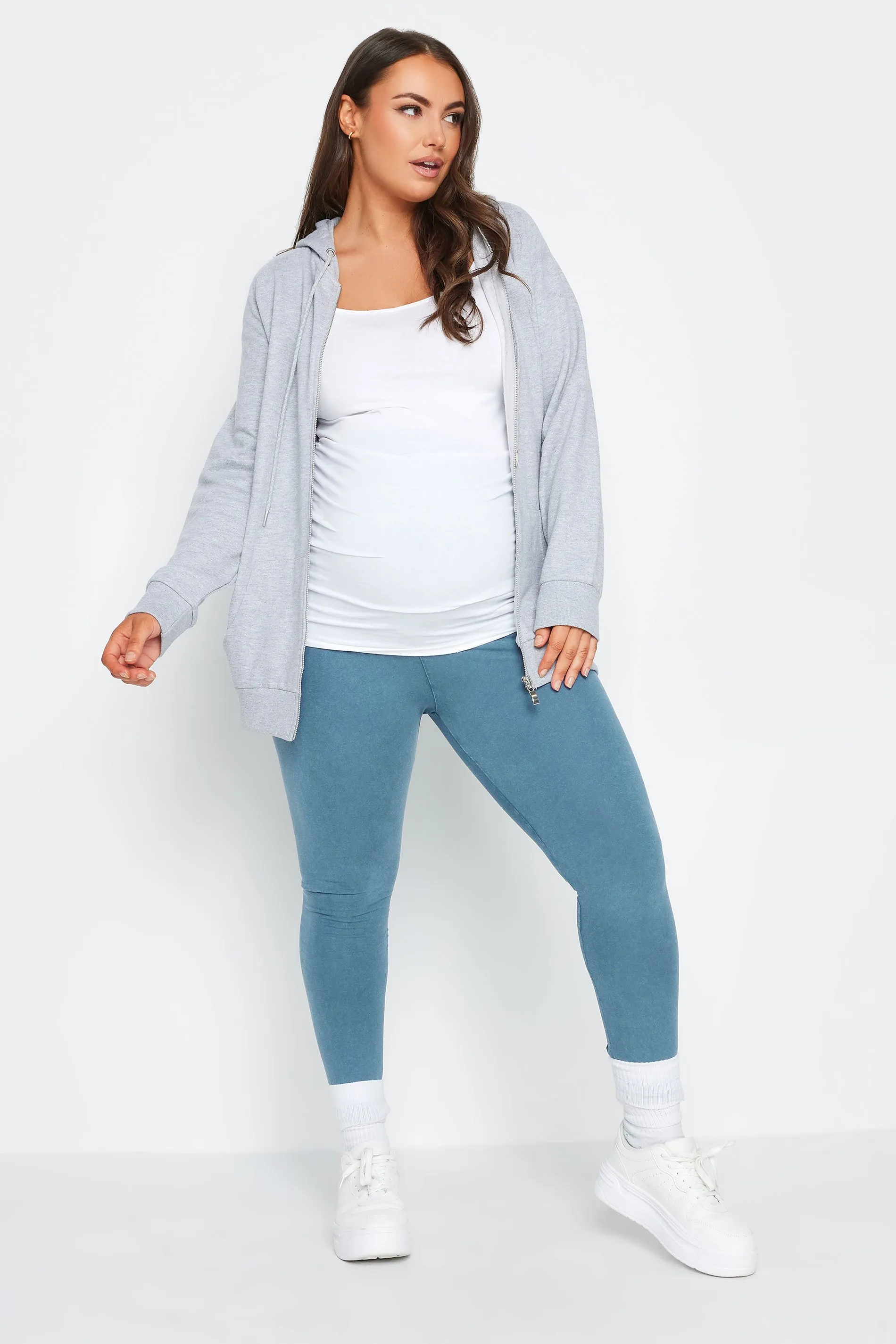 BUMP IT UP MATERNITY Curve Blue Acid Wash Leggings