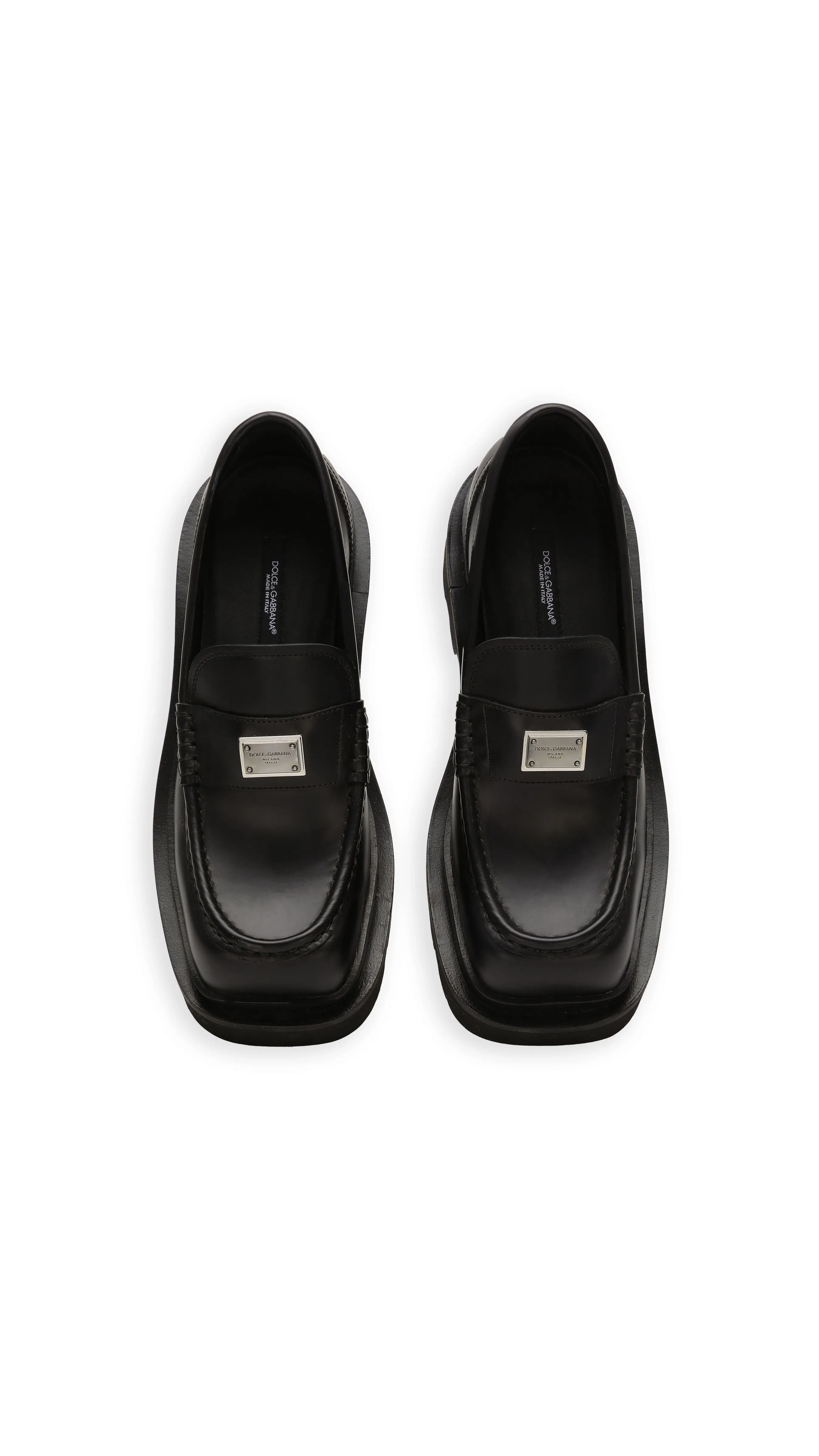 Calfskin Loafers with Plaque - Black