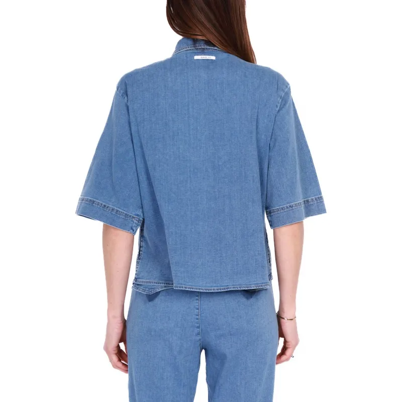 CAMICIA DENIM MANICHE TRE QUARTI, BLU