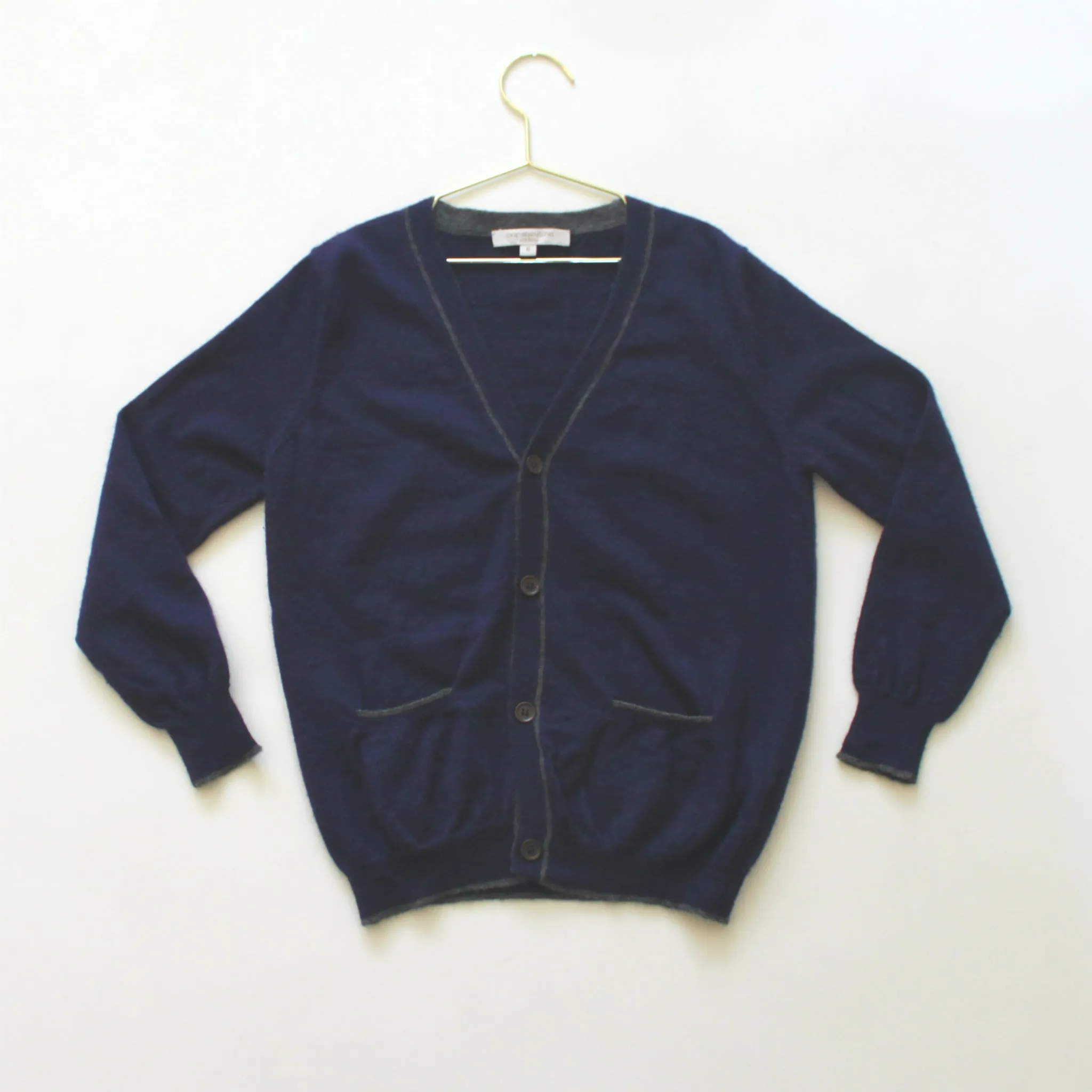 Caramel Navy Wool/ Cashmere Cardigan: 6 Years