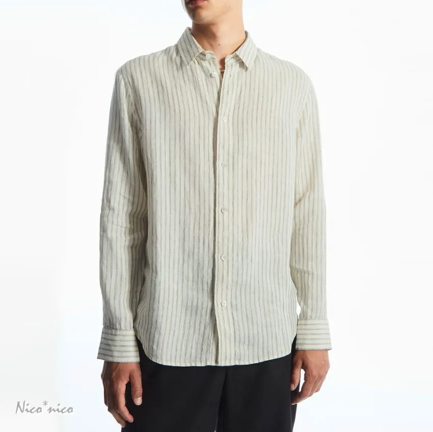 COS  |Stripes Linen Long Sleeves Shirts