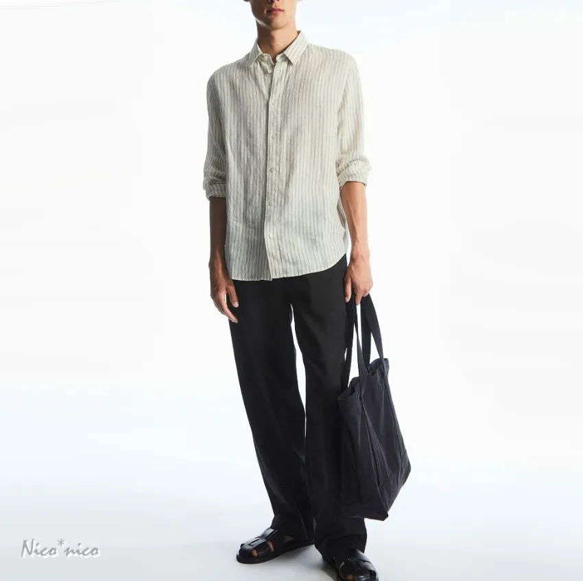 COS  |Stripes Linen Long Sleeves Shirts