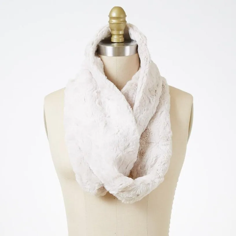 Cuddly in Sand Luxury Faux Fur Infinity Scarf