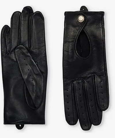 Dents Womens Black Thruxton cut-out-pattern leather gloves