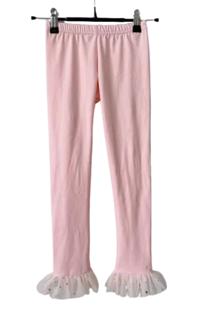 DOLLY COTTON LEGGINGS WITH STARS & MOON   TULLE ballet pink