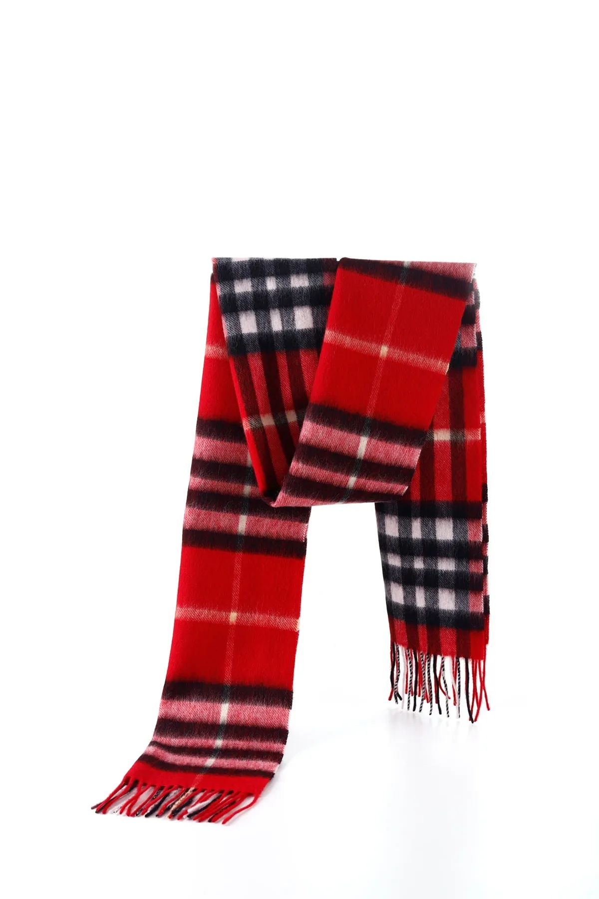 Edinburgh Cashmere Exploded Red Check Lambswool Scarf