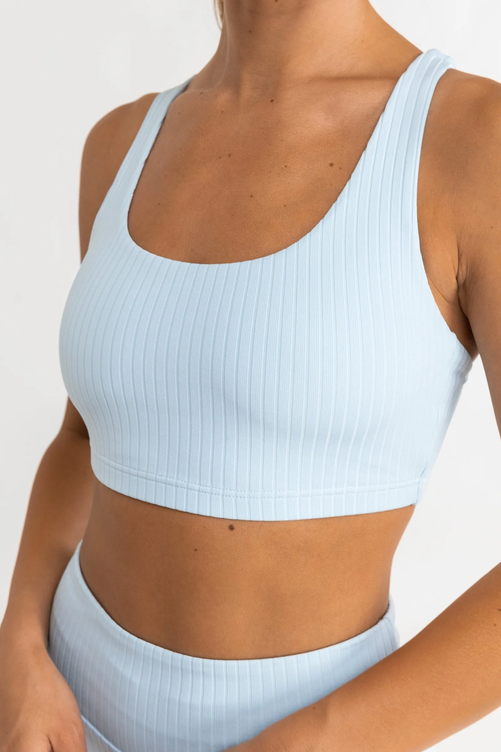 Elle Ribbed Crop Top Blue Smoke