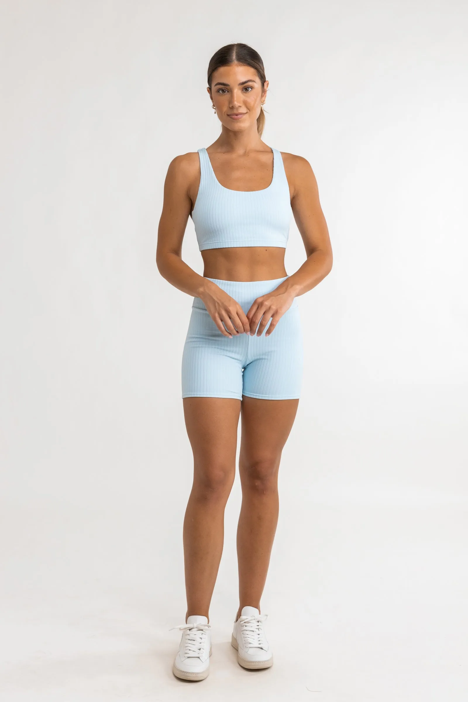 Elle Ribbed Crop Top Blue Smoke