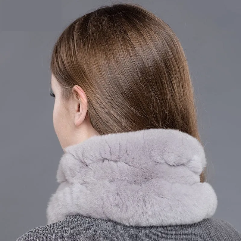 Fashion Handmade Winter Warm Real Rex Rabbit Fur Scarf for Women