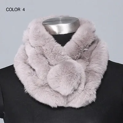 Fashion Handmade Winter Warm Real Rex Rabbit Fur Scarf for Women