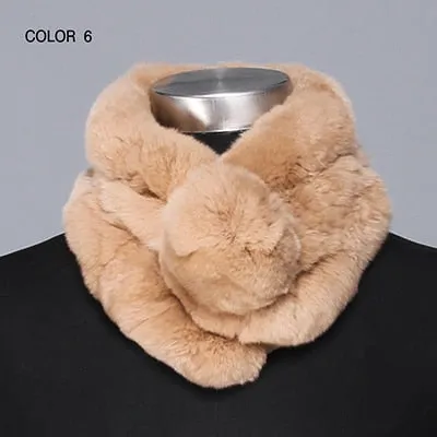 Fashion Handmade Winter Warm Real Rex Rabbit Fur Scarf for Women