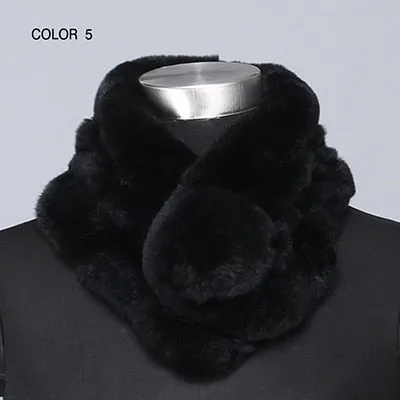 Fashion Handmade Winter Warm Real Rex Rabbit Fur Scarf for Women