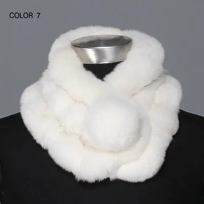 Fashion Handmade Winter Warm Real Rex Rabbit Fur Scarf for Women