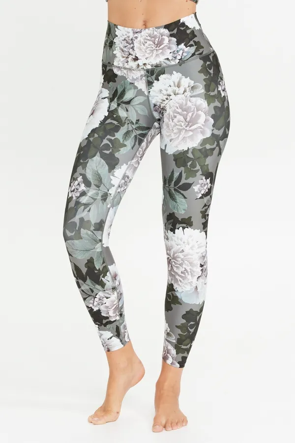 France Sage Green Floral High Waisted Activewear Leggings