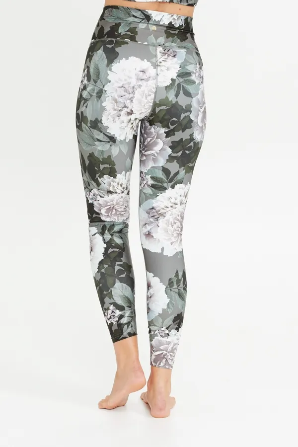 France Sage Green Floral High Waisted Activewear Leggings