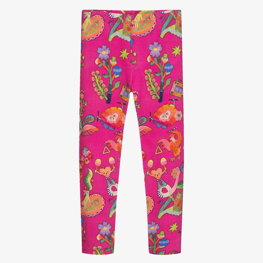 Girls Pink Viscose Leggings