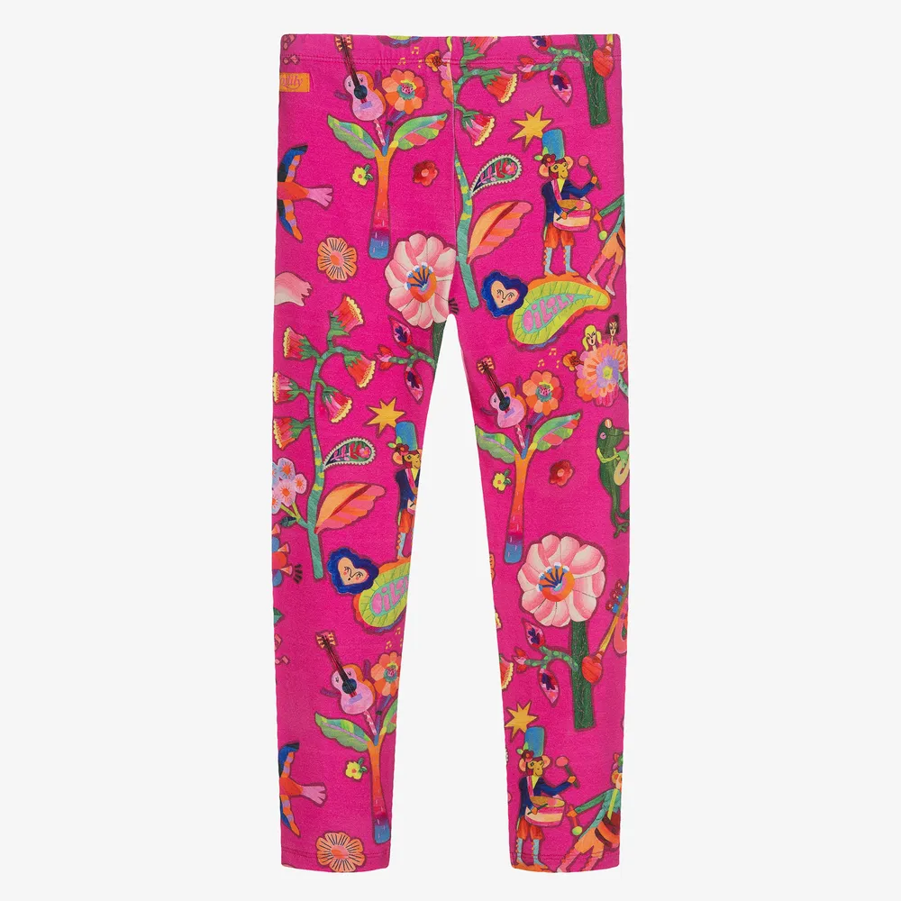 Girls Pink Viscose Leggings